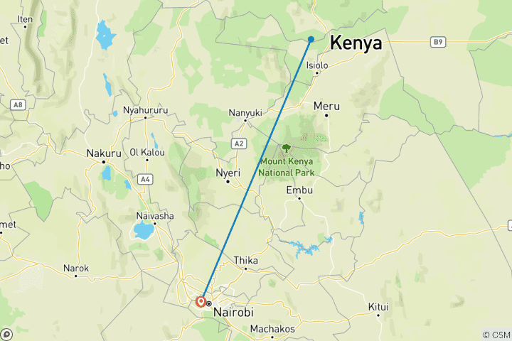 Map of 3 Days Samburu Flying Safari Package