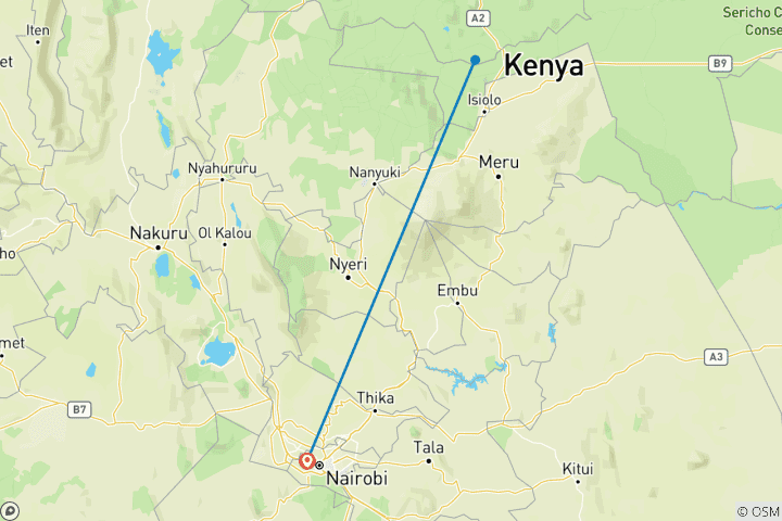 Mapa de Paquete safari Volador de 3 días en Samburu
