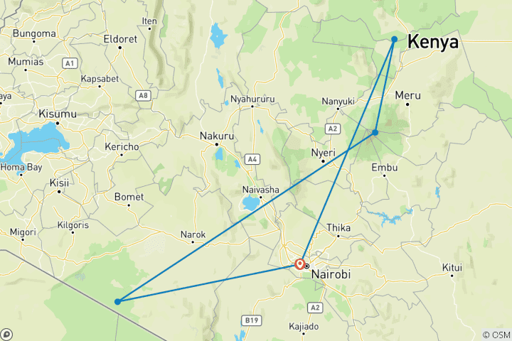 Map of 6Days Samburu, Ol Pejeta  And Maasai Mara Flying Luxury Safari