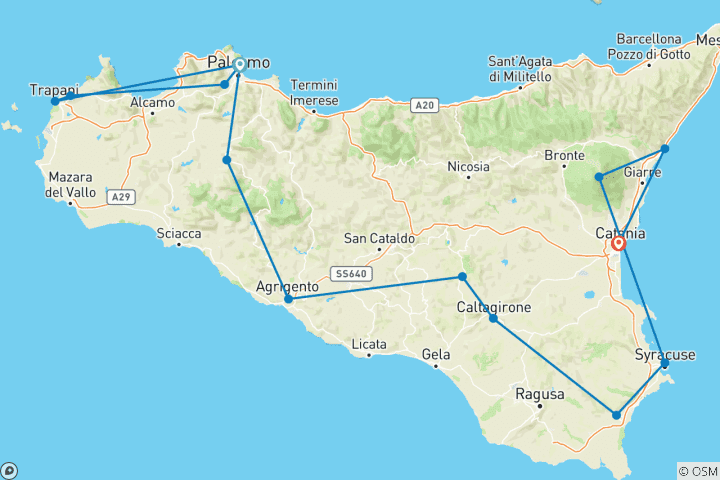 Carte du circuit La Sicile particulière
