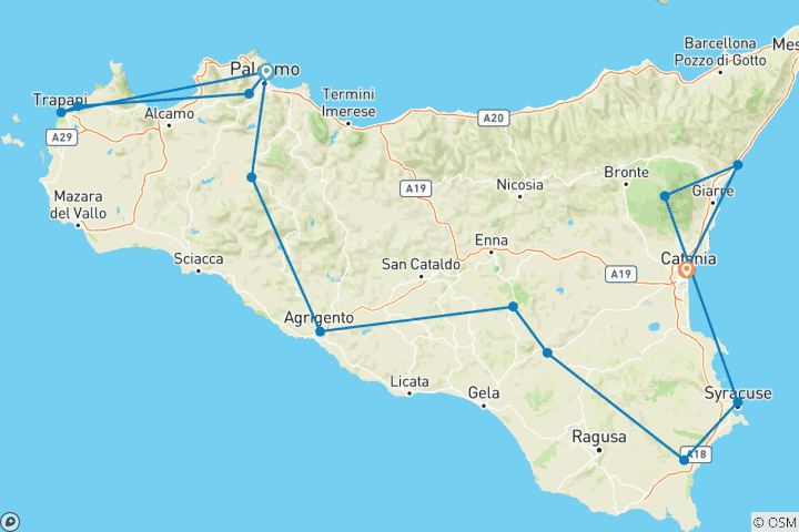 Carte du circuit La Sicile particulière