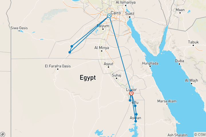 Map of Egypt: Pyramids, White Desert & Nile River