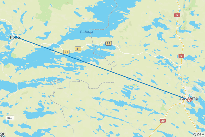 Carte du circuit Aventure automnale à Kuusamo