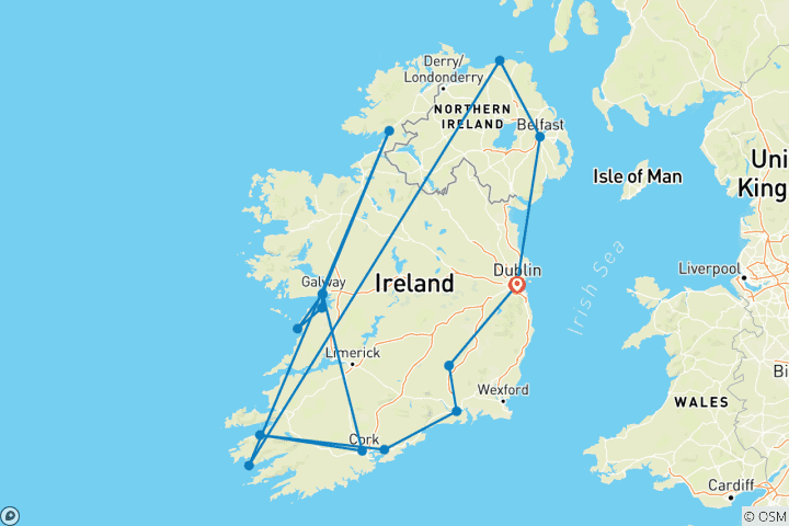 Karte von Große Rundreise durch Irland