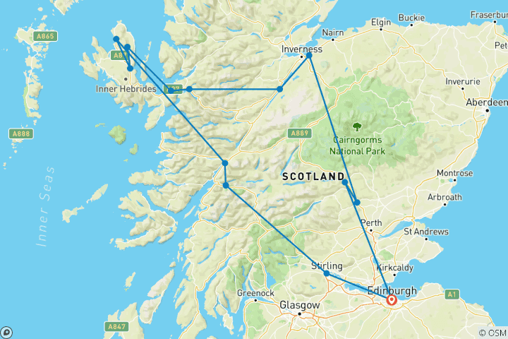 Carte du circuit 3 jours sur l'île de Skye