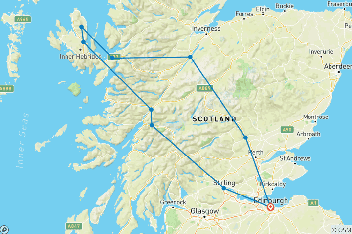 Carte du circuit 3 jours sur l'île de Skye