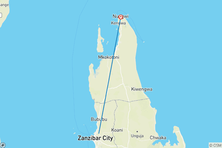 Carte du circuit Découvrez le plus beau banc de sable de Nakupenda lors d'une excursion privée sur mesure d'une journée au départ de Nungwi, Zanzibar.