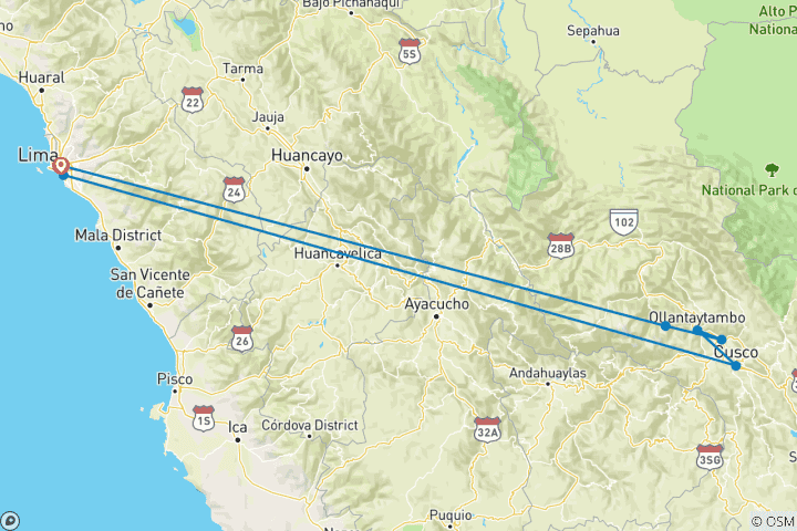 Carte du circuit Faune emblématique et paysages sublimes | Plus Machu Picchu (itinéraire occidental) (2024)