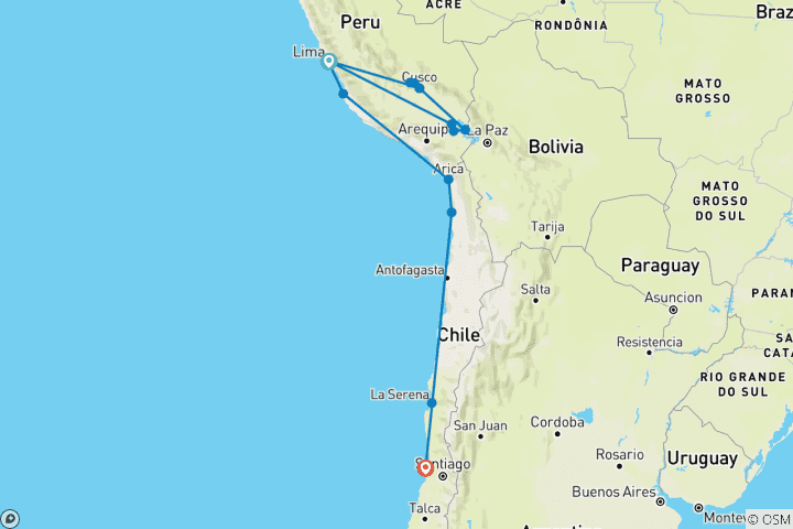 Map of Ocean Cruise & Mountain Views | South America Explorer (MS Roald Amundsen, 14 Days)