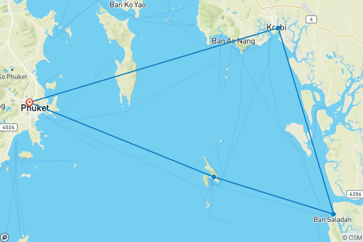 Carte du circuit Thaïlande : Le sud à la découverte des îles