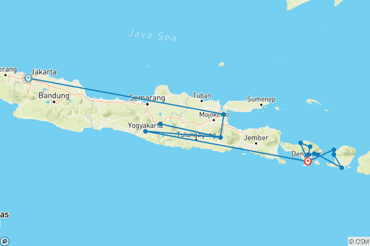 Carte du circuit L'Indonésie ultime (Hôtels 5 et 4 étoiles)