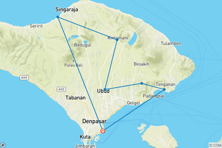 Carte du circuit L'incroyable Bali (Hôtels 5 et 4 étoiles)