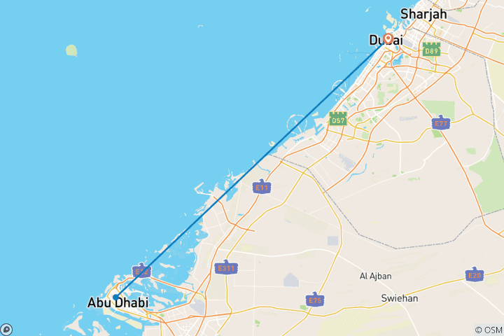 Carte du circuit Dubaï - Voyage de rêve à travers les Émirats