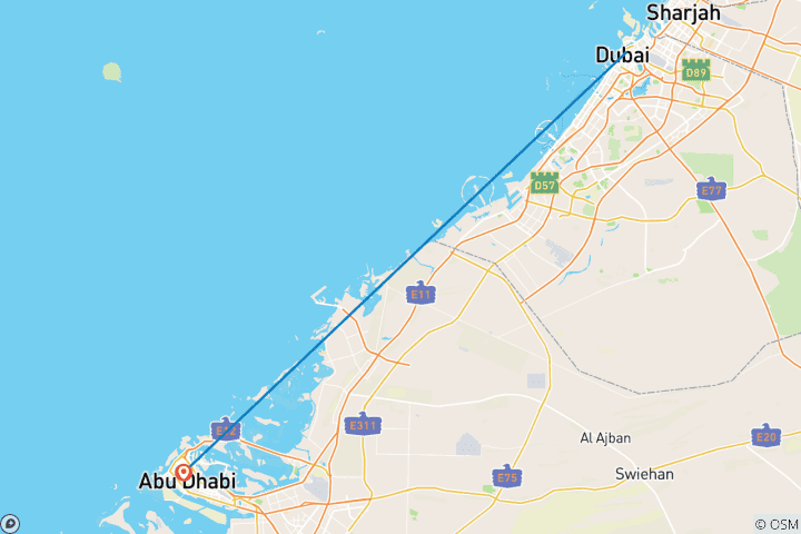 Carte du circuit Dubaï et Abu Dhabi : métropoles et plages