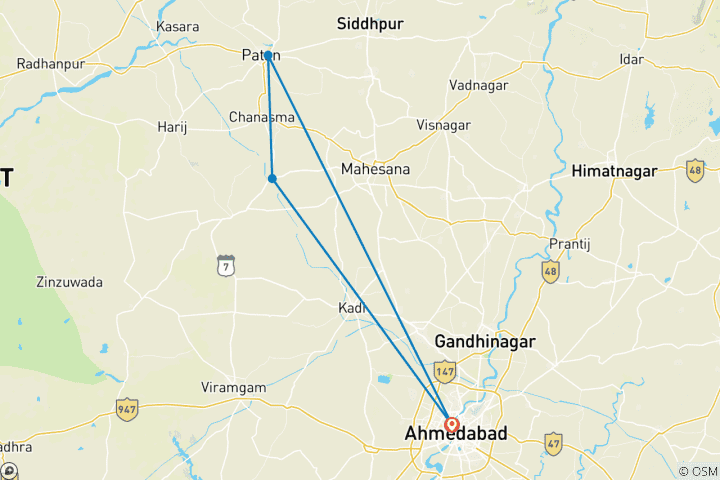 Map of Blackbuck National Park Tour with Ahmedabad