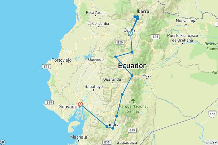 Map of 12 Days From the Andes to the Coast: Ecuador's Diverse Delights