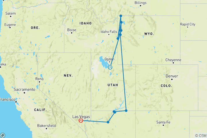 Karte von Yellowstone - 14 Tage Abenteuer-Reise