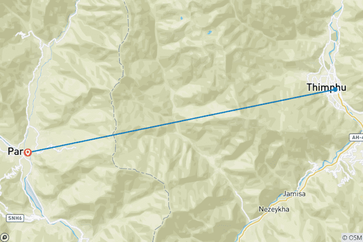 Mapa de Circuito corto a Bután