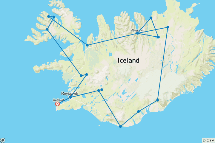 Karte von Island: Die ausführliche Reise