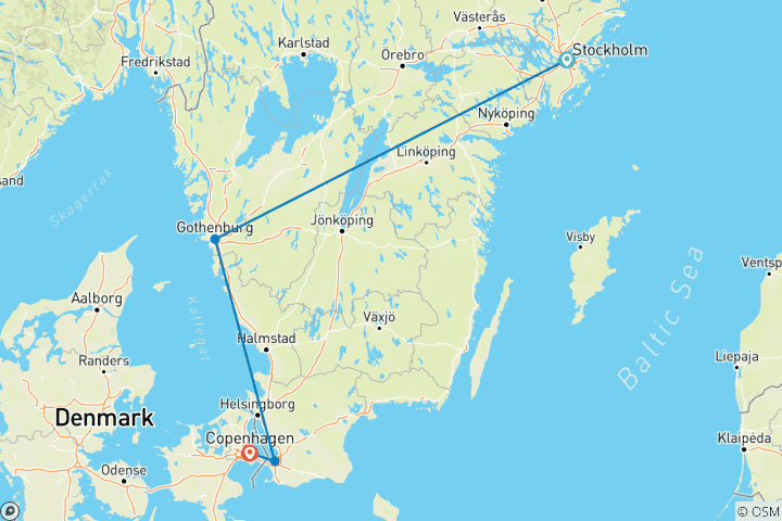 Karte von Stockholm, Göteborg, Malmö & Kopenhagen: Städtereise