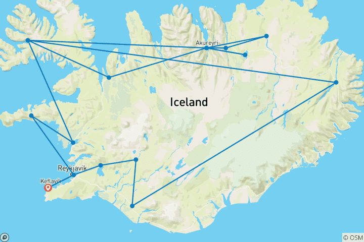 Karte von Island: Wandern