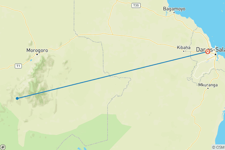 Map of 2 Days - Mikumi National Park Short Safari