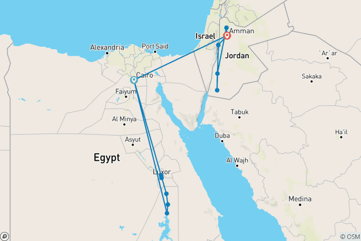 Map of Discovering the Wonders of Egypt and Amman