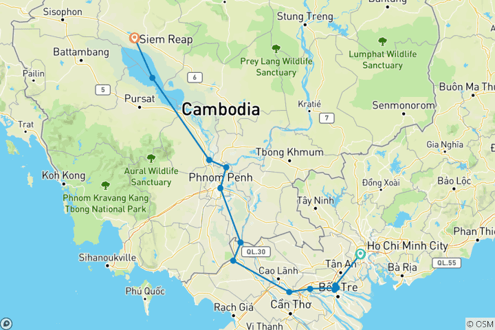 Map of The Mekong in a different way - Between adventure and must-seesites (13 destinations)