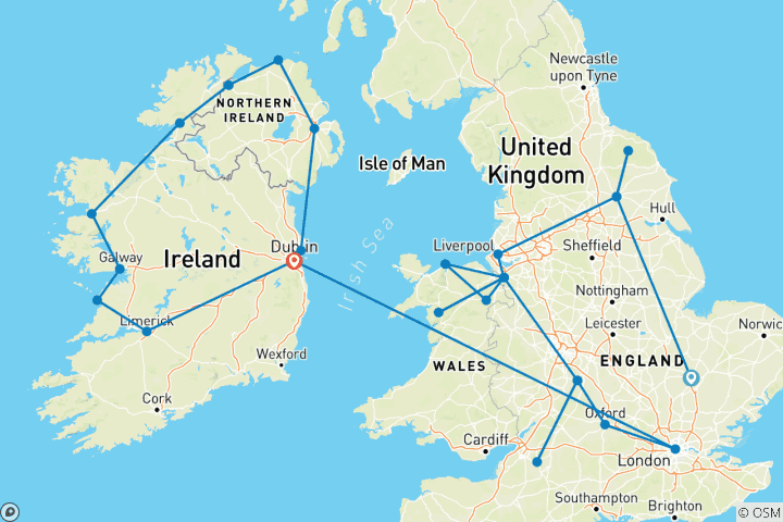 Carte du circuit Classique britannique et irlandais