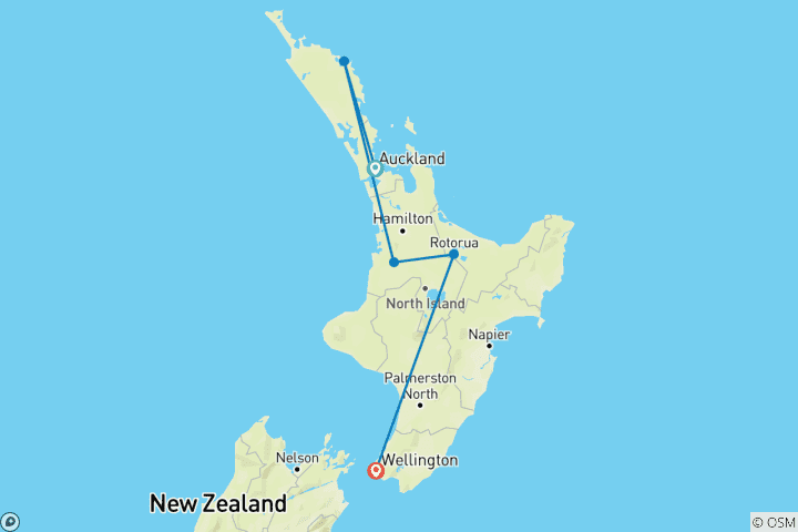 Carte du circuit Great Northerner - Auckland → Wellington (2024)