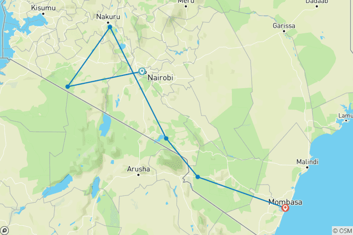 Map of Africa Savannah & Beach Safari