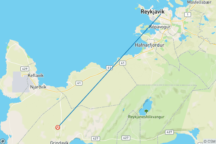 Map of Reykjavík to Cambridge Bay