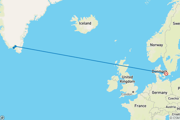 Map of Kayak and Ice Trekking Expedition (from Denmark)