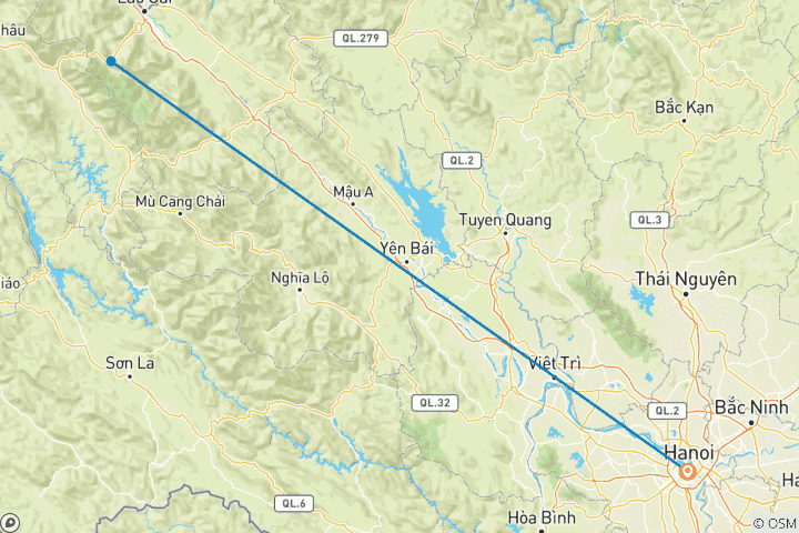 Mapa de Ruta de descubrimiento del norte de Vietnam de 6 días - Visita gastronómica de Hanói - Sapa - Clase de cocina/Taller de café