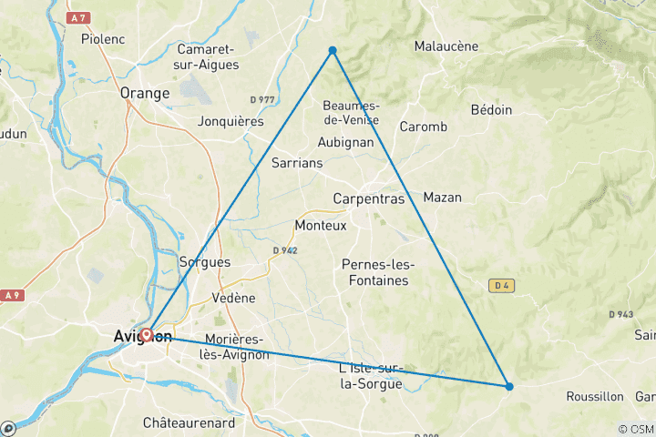 Carte du circuit Provence : Velo, Vin et Voyage