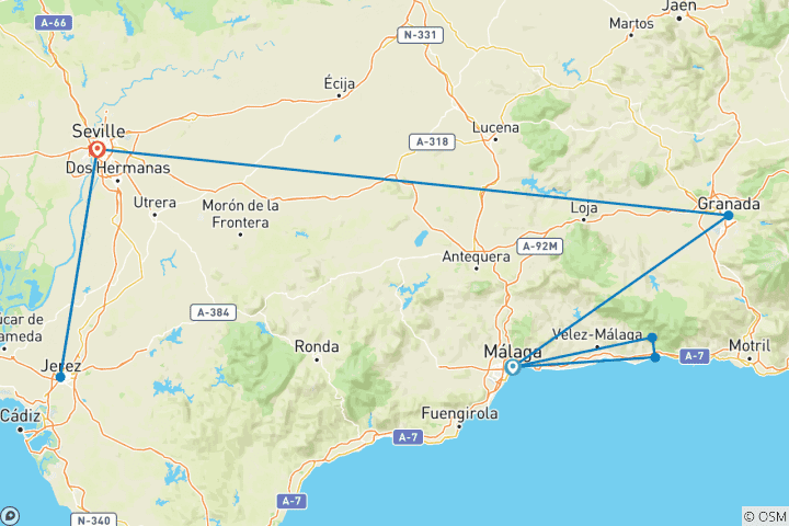 Mapa de Tres Ciudades de Andalucía