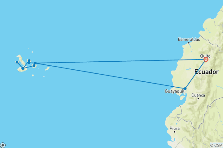 Carte du circuit Galapagos - Îles centrales, occidentales et orientales à bord de l'Archipel I