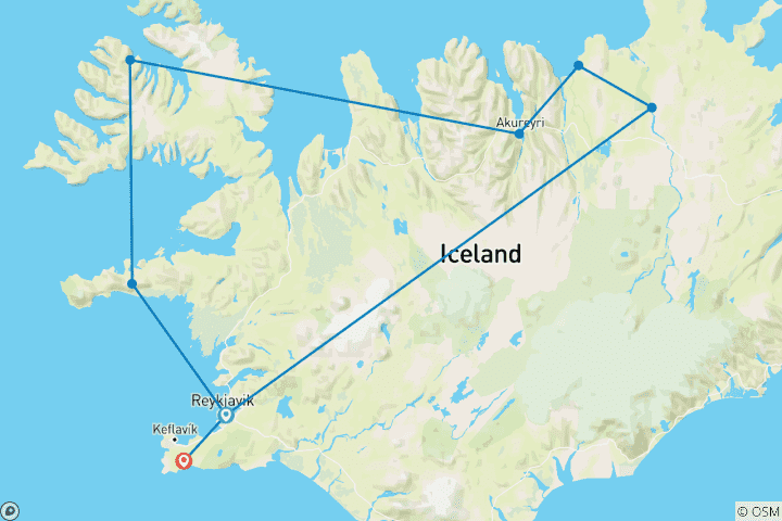 Carte du circuit Islande élémentaire - Saga circulaire depuis Reykjavík