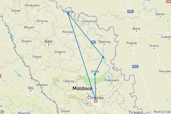 Mapa de Moldavia - Viaje a una Europa desconocida