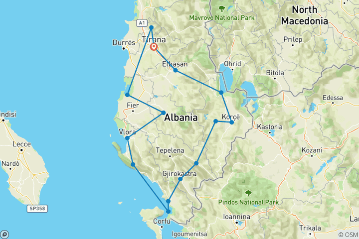 Map of 7 Days The Best of Albania: Eco & Traditions Discovery Tour