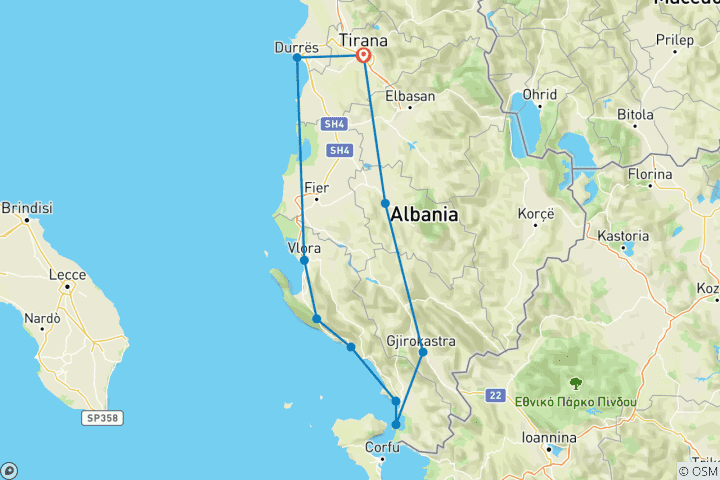 Mapa de Circuito familiar de 5 días de vacaciones en la playa e historia