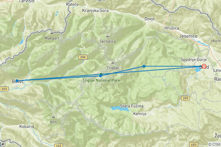 Map of Tour de Julian Alps | Hut-to-hut Trekking