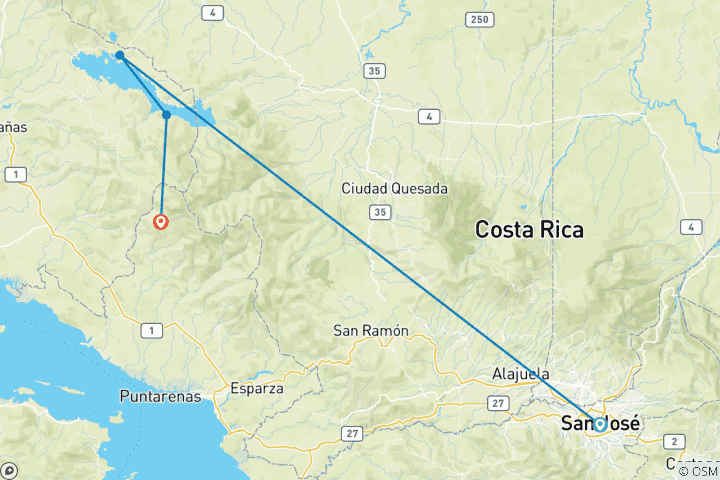 Carte du circuit Le meilleur du Costa Rica - 7 jours