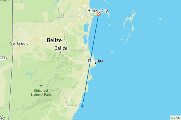 Carte du circuit Family Journey Belize : Forêts tropicales, plages et grottes anciennes