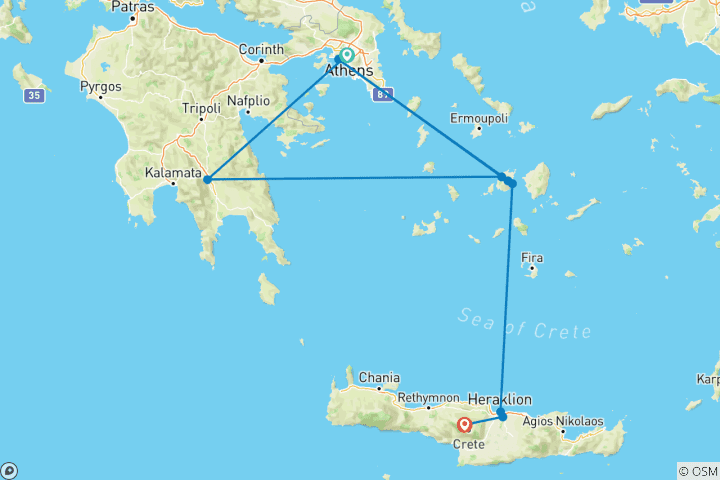 Carte du circuit Voyage en famille en Grèce : Récits du passé