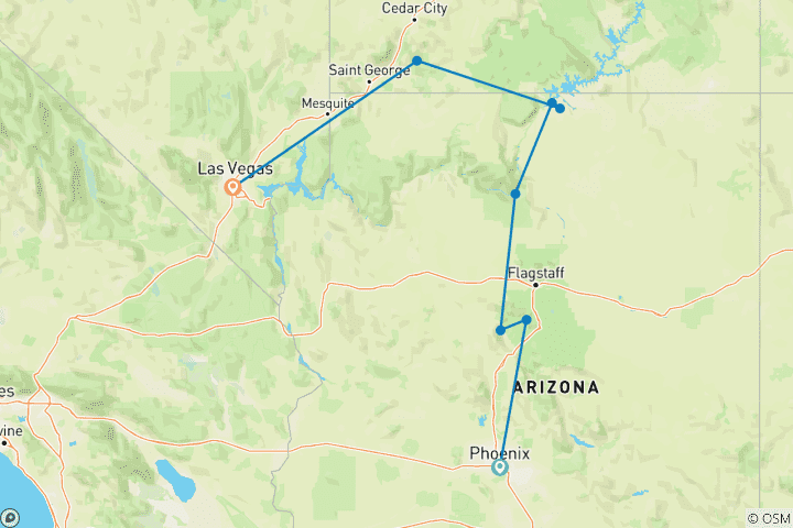 Map of Southwest Family Journey: Sedona, Zion & the Grand Canyon