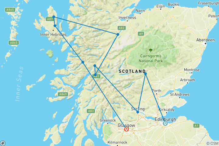 Carte du circuit Journeys : Découvrez l'Écosse National Geographic Journeys