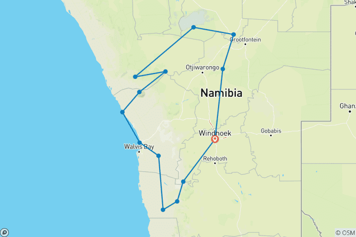 Karte von Namibia - Abenteuerreise durch den Südwesten Afrikas