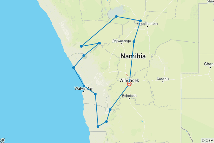 Karte von Namibia - Abenteuerreise durch den Südwesten Afrikas