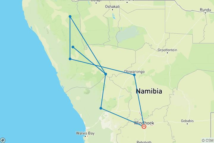 Karte von Namibia - Chef’s Spezial: Hinteres Kaokoveld & van Zyl’s Pass Expedition